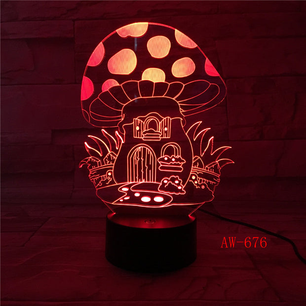 Fairy Mushroom House 3D Lamp