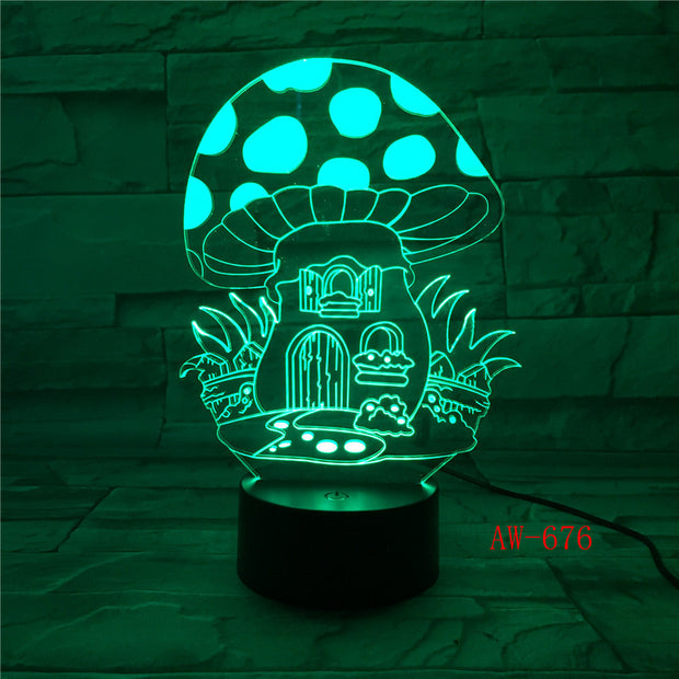 Fairy Mushroom House 3D Lamp