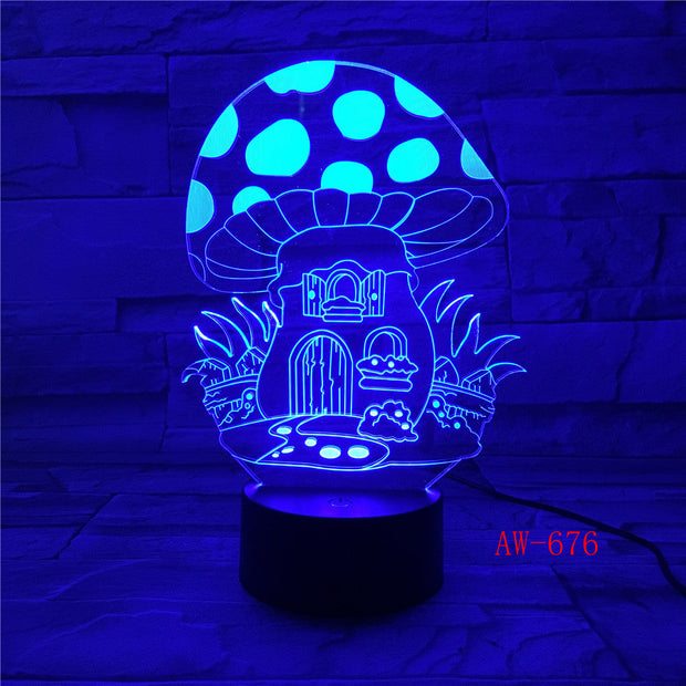 Fairy Mushroom House 3D Lamp