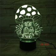 Fairy Mushroom House 3D Lamp