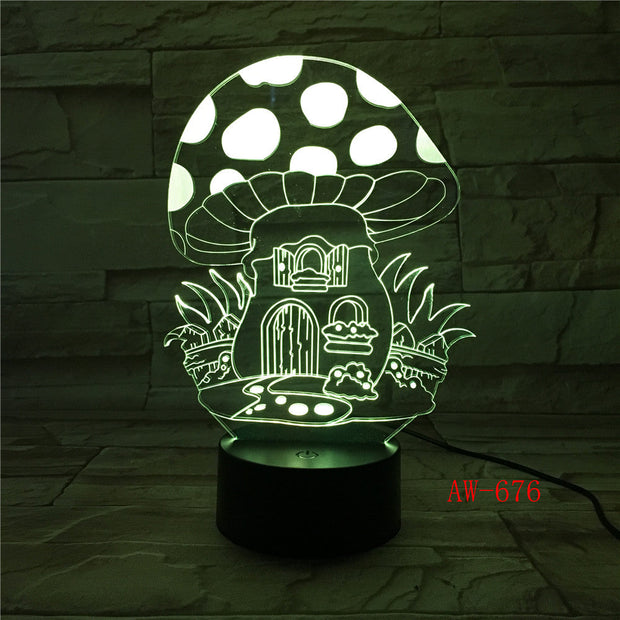 Fairy Mushroom House 3D Lamp