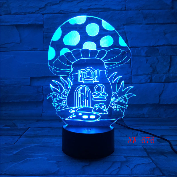 Fairy Mushroom House 3D Lamp