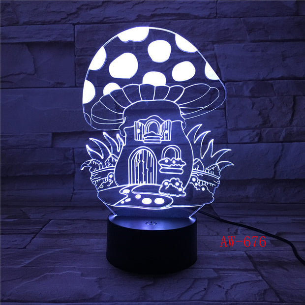Fairy Mushroom House 3D Lamp