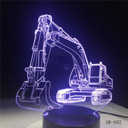 3D Excavator Night Light Illusion LED touch Table Lamp 7 Colors USB Novelty Car Shape Bedside Nightlight Lamps Boy Gift AW-682