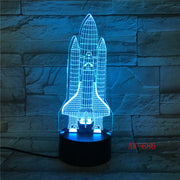Spaceship 3d Small Night Light 7 Color Creative Aircraft 3d Visual Desk 3d Light Fixtures Led Usb Kids Lamp Dropshipping AW-686
