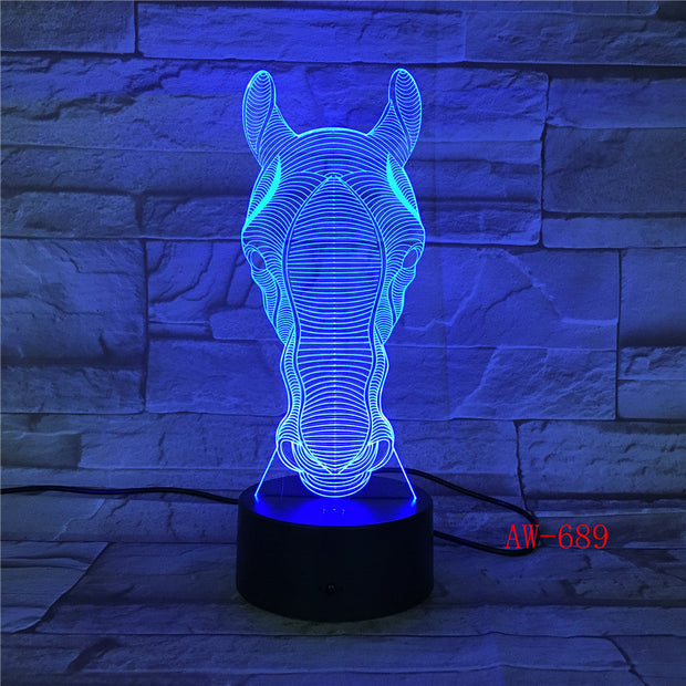 USB Novelty Gifts 7 Colors Changing Animal Horse LED Night light 3D Desk Table Lamp USB touch Baby Kid Sleeping Decorate AW-689