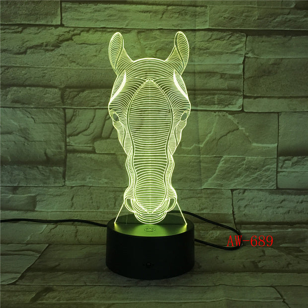 USB Novelty Gifts 7 Colors Changing Animal Horse LED Night light 3D Desk Table Lamp USB touch Baby Kid Sleeping Decorate AW-689