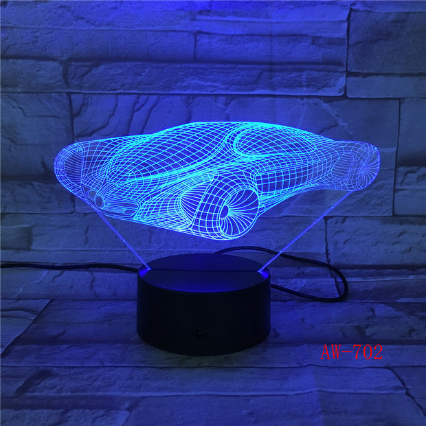 Your Racing Car 3D LED 7 Color Lamp Visual Led Night Lights For Kids Touch Usb Table Lampara Lampe Drop shipping AW-702