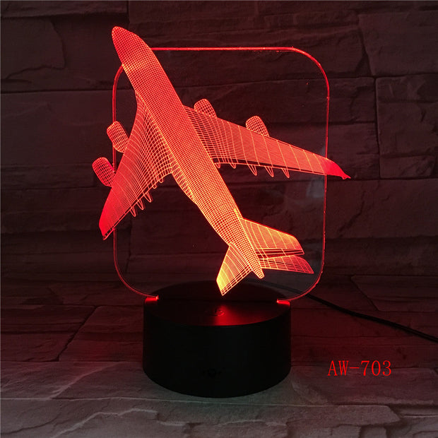 3D Aircraft Warplane Model Creative Night Light Touch Jet Plane Desk Lamp LED Illusion Lamp Bedside Lamp Cool Toy 50% Discount