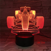 7 Colors Changing Led Night Light 3D F1 Racing Car Modelling Luminarias Modern Bedroom Atmosphere Desk Lamp Usb Gifts AW-704