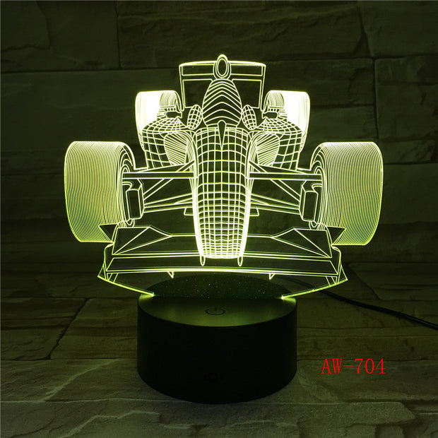 7 Colors Changing Led Night Light 3D F1 Racing Car Modelling Luminarias Modern Bedroom Atmosphere Desk Lamp Usb Gifts AW-704
