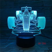 7 Colors Changing Led Night Light 3D F1 Racing Car Modelling Luminarias Modern Bedroom Atmosphere Desk Lamp Usb Gifts AW-704