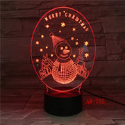 USB Night Light 3D Visual illusion lamp Children New Year Gifts Table Light Skull Guitar Snowman Color Change LED lights AW-705