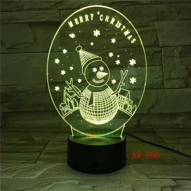 USB Night Light 3D Visual illusion lamp Children New Year Gifts Table Light Skull Guitar Snowman Color Change LED lights AW-705