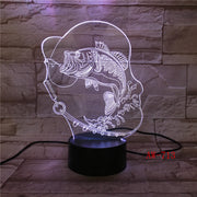 7 Color Changing Fish 3D led Lamp USB Charge Fishing 3D night light Desk lamp Touch Button Table Lamps Gifts for Kids AW-713