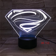 3D LED DC Superman Logo Symbol Light Night Desk Table Lamp 7 Color Change Flashlight USB RGB Controler Toy Kids Gift AW-715