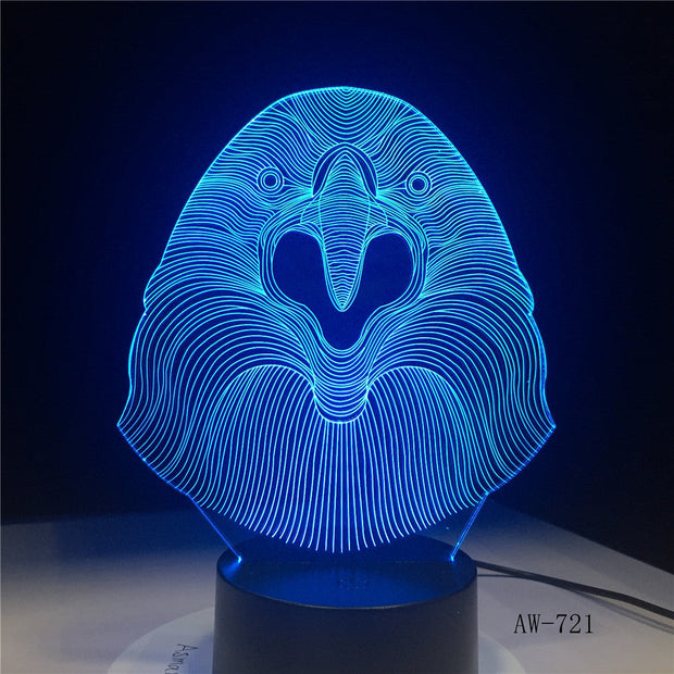 3D LED Lamp Vulture Owl Desk Night Light 7 Color Change Remote Controller Holiday Decor Christmas Gift boy Baby Toy Lava AW-721