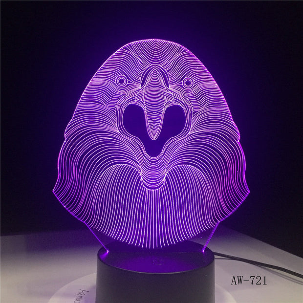 3D LED Lamp Vulture Owl Desk Night Light 7 Color Change Remote Controller Holiday Decor Christmas Gift boy Baby Toy Lava AW-721