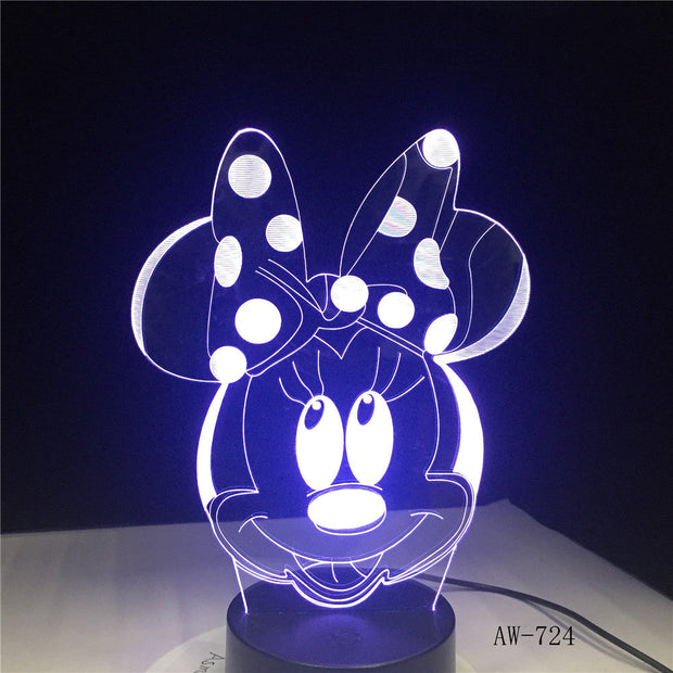 3D Cartoon Minnie Mouse LED RGBW Night Light 7 Color Change Desk Table USB Lamp for Child Kids Gift Novelty Home Decor AW-724