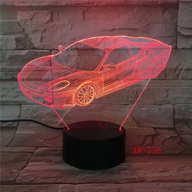 7 Colors Change Home Decor Light Fixture LED Car Shape Light USB 3D Luminarias Vehicle Modelling Night Light Desk Lamp AW-730