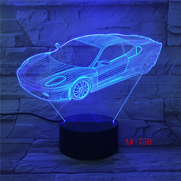 7 Colors Change Home Decor Light Fixture LED Car Shape Light USB 3D Luminarias Vehicle Modelling Night Light Desk Lamp AW-730