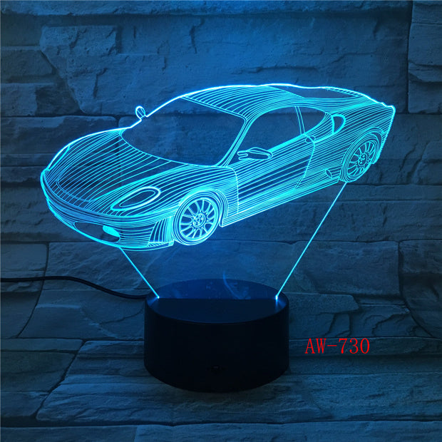7 Colors Change Home Decor Light Fixture LED Car Shape Light USB 3D Luminarias Vehicle Modelling Night Light Desk Lamp AW-730