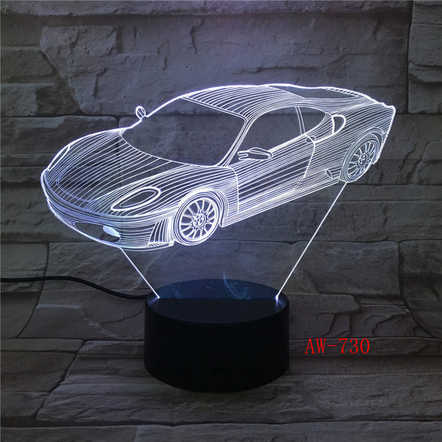 7 Colors Change Home Decor Light Fixture LED Car Shape Light USB 3D Luminarias Vehicle Modelling Night Light Desk Lamp AW-730