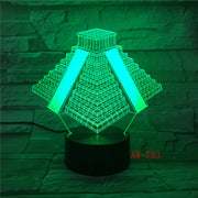 Pyramid in Mexico Light 7 Colors Changing Lamp USB Bedside Table Night Light Bedroom Decor Gifts 3D Light LED Night light AW-733