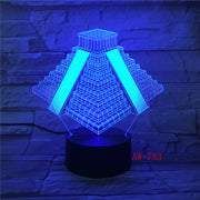 Pyramid in Mexico Light 7 Colors Changing Lamp USB Bedside Table Night Light Bedroom Decor Gifts 3D Light LED Night light AW-733