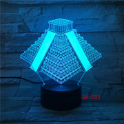 Pyramid in Mexico Light 7 Colors Changing Lamp USB Bedside Table Night Light Bedroom Decor Gifts 3D Light LED Night light AW-733