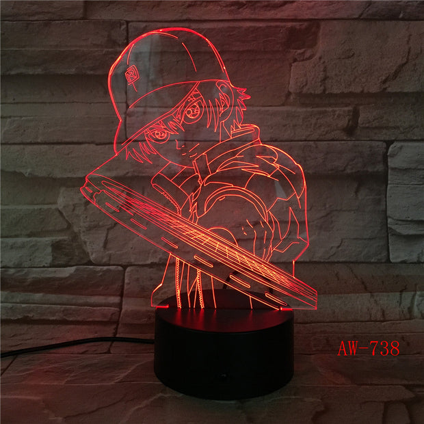 3D Led Vision Anime Luffy Modelling Night Light Usb One Piece Table Lamp 7 Colors Changing Home Decor Light Fixtures AW-738