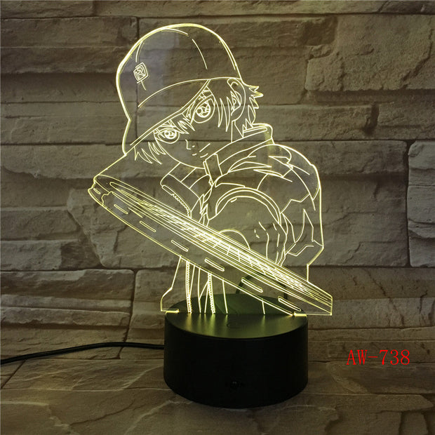 3D Led Vision Anime Luffy Modelling Night Light Usb One Piece Table Lamp 7 Colors Changing Home Decor Light Fixtures AW-738