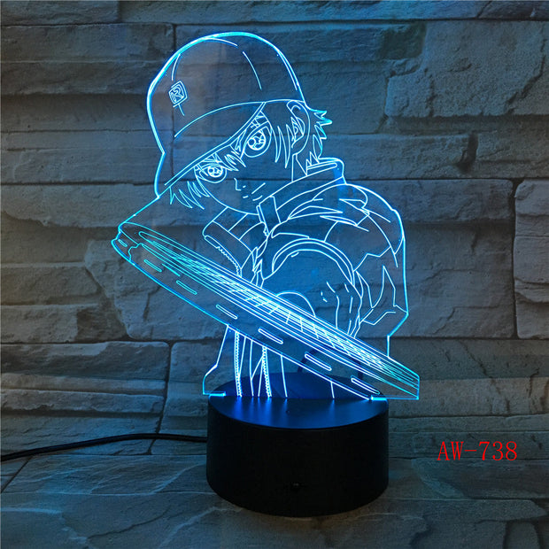 3D Led Vision Anime Luffy Modelling Night Light Usb One Piece Table Lamp 7 Colors Changing Home Decor Light Fixtures AW-738