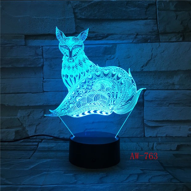 7 Colorful USB Dog Model 3D Lamp Bedroom Sleep Light LED Table Lamp Soccer Child Night Lights Office Light Decor AW-763
