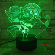 Wonder Woman 3D Lamp 7 Color Led Night Lamps For Kids Touch Led Usb Table Lampara Lampe Baby Sleeping Nightlight Led AW-789