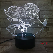 Wonder Woman 3D Lamp 7 Color Led Night Lamps For Kids Touch Led Usb Table Lampara Lampe Baby Sleeping Nightlight Led AW-789