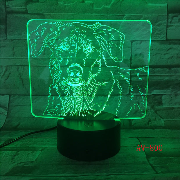 Bulldog Poodle Jack Russell Terrier Rottweiler Dobermann 3D Visual Illusion Lamp Kids Night Light Dog Style Lamp AW-800
