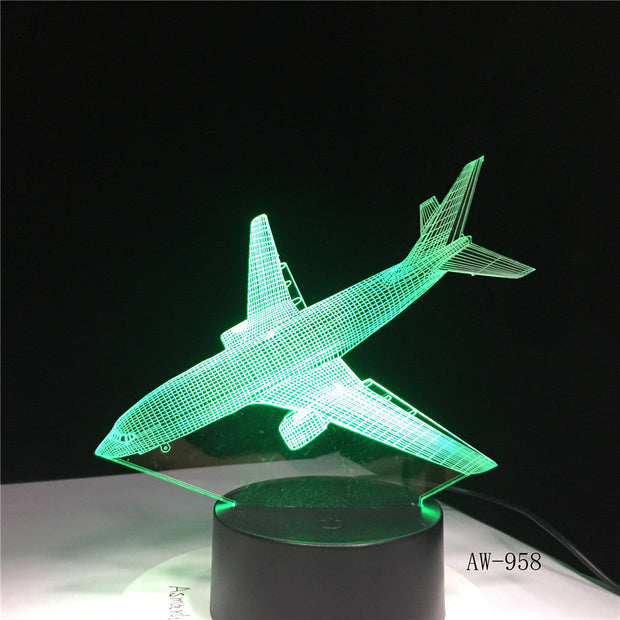 3D Decor 7 Color Change Helicopter Modelling Table Lamp Usb Aircraft Bedside Light Fixture Air Plane Night Light Gifts AW-958