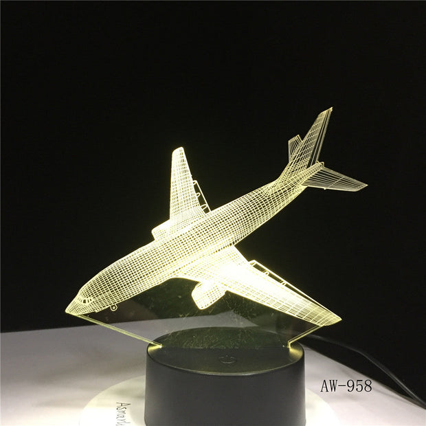 3D Decor 7 Color Change Helicopter Modelling Table Lamp Usb Aircraft Bedside Light Fixture Air Plane Night Light Gifts AW-958