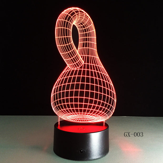 3D LED Night Light Hot Sale ABS Touch Base 7 Color Changing Abstract Mood Lamp LED Table Illusion for Home Decorative GX-003