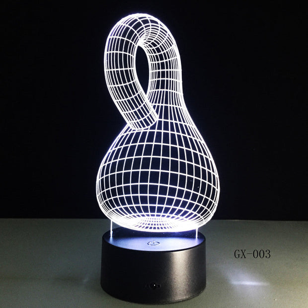 3D LED Night Light Hot Sale ABS Touch Base 7 Color Changing Abstract Mood Lamp LED Table Illusion for Home Decorative GX-003