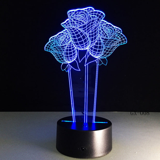 Roses 3D Lamp
