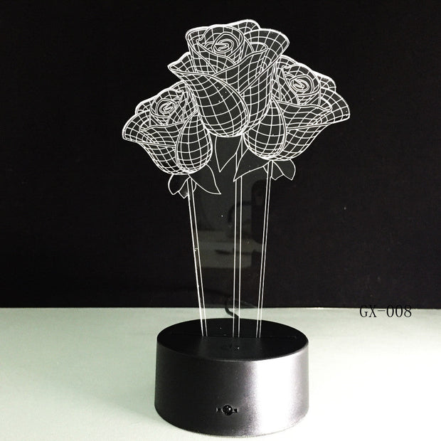 Roses 3D Lamp