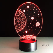 3D Visual Planet LED Illusion Night Lights Universe Table Acrylic Touch Lamps Changing USB Nightlight Luminous Light GX-016