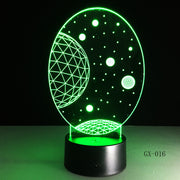 3D Visual Planet LED Illusion Night Lights Universe Table Acrylic Touch Lamps Changing USB Nightlight Luminous Light GX-016