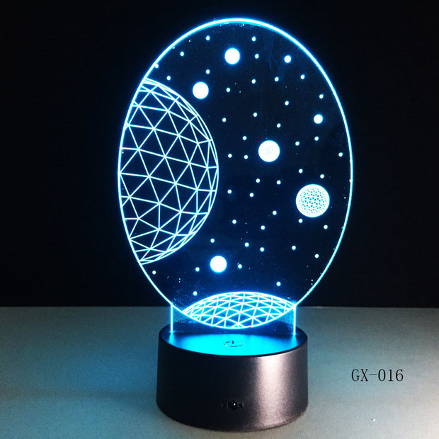 3D Visual Planet LED Illusion Night Lights Universe Table Acrylic Touch Lamps Changing USB Nightlight Luminous Light GX-016