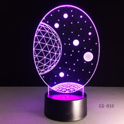 3D Visual Planet LED Illusion Night Lights Universe Table Acrylic Touch Lamps Changing USB Nightlight Luminous Light GX-016