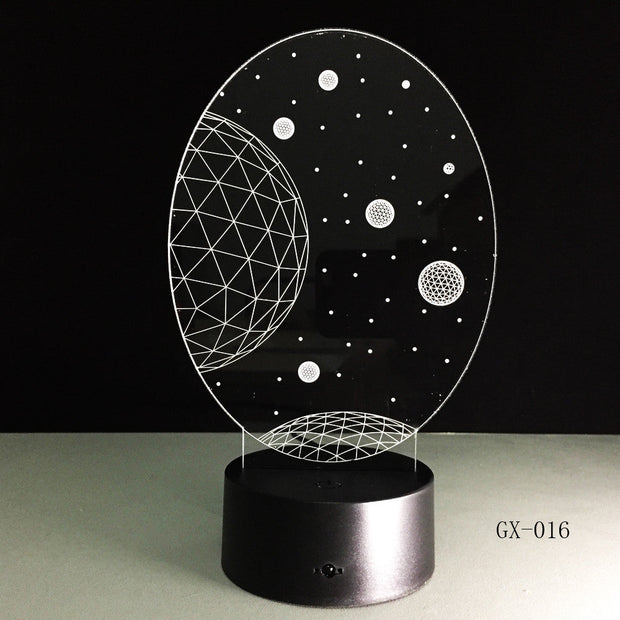 3D Visual Planet LED Illusion Night Lights Universe Table Acrylic Touch Lamps Changing USB Nightlight Luminous Light GX-016