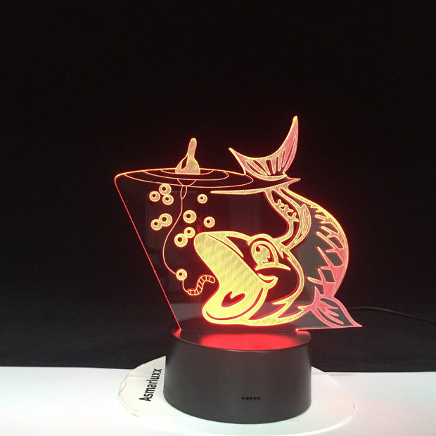 3D Led Big Fish To Catch Light Fixture Usb Night Light Decor For Fishing Enthusiasts Gifts Colors Changing Bedroom Table Lamp