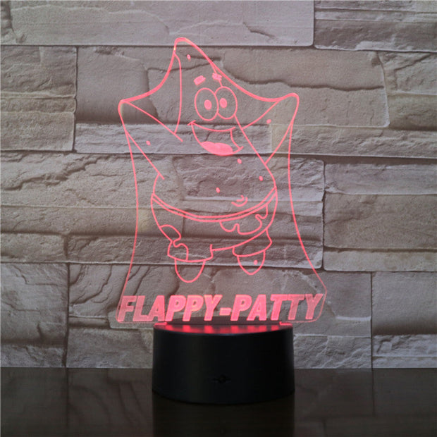 Patrick Star 3d lamp Flappy Patty Table Lamp Acrylic Creative Decorations Bedroom Sleeping Nightlight Gift Dropshipping 2951